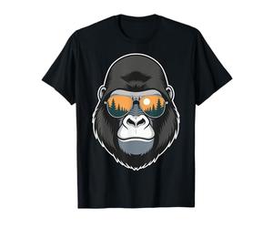 Hipster Gorilla Sunglasses Silhouette Wild Forest Nature Art T-Shirt