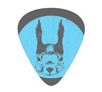 Hipster Guitar Picks 12 Pack Universal ABS Guitar Picks,Funny Squirrel with Glasses Grunge Stains Portrait,for Acoustic and Electric Guitar,Deep Sky Blue Charcoal Grey