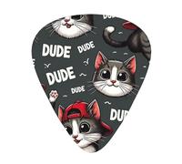 Hipster-Kittens-Cats-Dude 12 Pack Guitar Picks With 3 Thicknesses And Storage Box, Abs Plectrums For Electric Bass Guitar Players