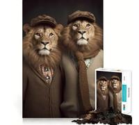 Hipster Lion Brothers 1000 Piece Puzzle For Teenagers Pastime Game Tight Connection Home Play Unique Gift (38x26cm)