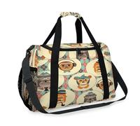 Hipster Pattern Monkey Travel Duffel Bag for Girls Boys Women Men Monkey Weekend Overnight Bag Shoulder Tote Luggage Handbag for Travel Sports Gym