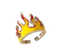 Hipster Personality Flame Ring Gothic Punk Vintage Aesthetic Yellow Fire Open Finger Ring Jewelry Gift for Women Men