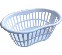Hipster Plastic Laundry Basket with Handles 34L Large Storage Hamper for Washing Clothes Nursery Home Organisation & 11L Wash up Bowl (White 34L Hipster Basket)