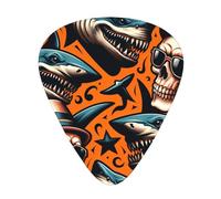 Hipster-Shark-Skull 12 Pack Guitar Picks With 3 Thicknesses And Storage Box, Abs Plectrums For Electric Bass Guitar Players
