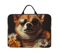 Hipster-Shiba-Inu-Daisy 14-Inch Laptop Case, Portable Laptop Computer Sleeve With Zipper Closure