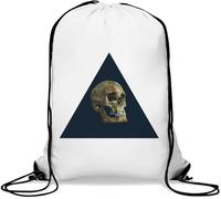 Hipster Skull Triangle Death Art Gym Sack Casual Drawstring Bag White