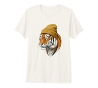 Hipster Tiger in Yellow Beanie Animal Art Premium T-Shirt