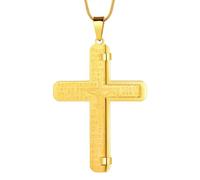 Hipunk Bible Verse Cross Necklace - Men Stainless Steel Christian Religious Scripture Cross Pendant Dog Tag Cross Prayer Philippians Crucifix Jesus Rotatable Necklace for Women, Stainless Steel, No