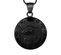 Hipunk Eye of Horus Necklace 316L Stainless Steel Egyptian Ancient Wedjat Eye of Ra Horus Symbol of Protection Mens' Amulet Protective Coptic Jewelry SP0009K
