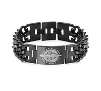Hipunk Men Stainless Steel Viking Link Bracelet - Norse Mythology Celtic Knot Crescent Moon Triskelion Triskele Thor's Hammer Black Chain Wristband, One Size, Stainless Steel, no gemstone