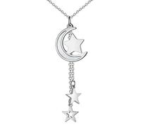 Hipunk Moon Star Necklace Pendant - Moon Boho Star Crescent Choker Dainty CZ Necklace Dangle Y Pendant Chain Chunky Link for Women and Girls Gifts Birthday Christmas SP0146G