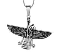 Hipunk Stainless Steel Farvahar Pendant Necklace, Zoroastrianism Symbol Ancient Persian Jewelry SP0116, One Size, Stainless Steel, No Gemstone
