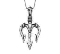 Hipunk Stainless Steel Men Trident Necklace - Poseidon Inspired Pendant Jewelry, Adjustable Chain for Daily Wear, Gift for Him SP0209G