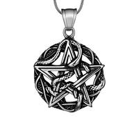 Hipunk Star Pentagram Entwined Snake Necklace 316L Stainless Steel Gothic Snake Medallion Pendant Amulet Protection Jewelry SP0054G