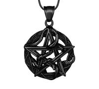 Hipunk Star Pentagram Entwined Snake Necklace Gothic Snake Medallion Pendant Black Gun Plated Amulet Protection Jewelry SP0054B