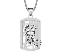 HIPUNK Steampunk Gear Dog Tag Necklace, Hip Hop Stainless Steel Rotating Mechanical Pendant Fidget Jewelry for Anxiety Relief Stress - Cyberpunk Accessories for Men Snake Chain 22+2 Inches, 2x0.98