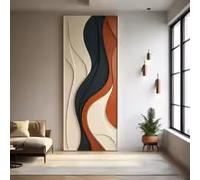 HIPWST Abstract Large Textured Wave Wall Art Poster Wabi-Sabi Art Bedroom Decor Beige White Neutral Tones Canvas Painting(40x120cm/InternalFrame)