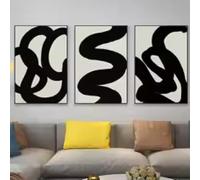 HIPWST Abstract Shapes Illustrations Poster Beige And Black Prints Minimalist Boho Vinatge Art Canvas Painting Home Decor 50x70cmx3 Frameless