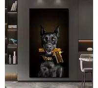 HIPWST Animal Black Dog Poster Doberman Mafia Dog Poster Decorative Painting Canvas Wall Art Living Room wall Decor 80x120cm Frameless