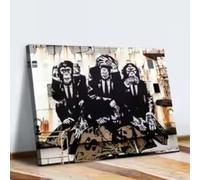 HIPWST Banksy 3 Wise Monkeys Canvas Wall Art Posters Prints Gorilla Street Art Paintings Animal Graffiti Pictures 70x100cm InternalFrame
