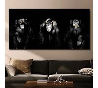 HIPWST Big Size Poster Canvas Painting Animal Wall Art Dark 3 Funny Monkey Poster And Print For Living Room Home Decor gift 80x160cm Frameless