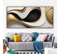 HIPWST Black Golden White Line Abstract Poster And Prints Wall Art Pictures Canvas Painting For Living Room Home Decor(50x100cm/InternalFrame)