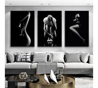 HIPWST Black White Sexy Woman Body Art Canvas Painting Nude Pictures Print Wall Posters Modern Bedroom Living Room Home Decor 50x70cmx3 Frameless