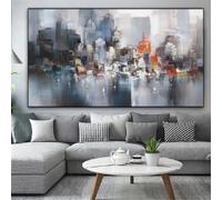 HIPWST City Building Boat Poster Scenery Pictures Room Decor Abstract Oil Painting On Canvas Wall Art For Living Room(50x100cm/InternalFrame)