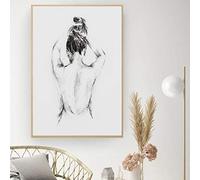 HIPWST Female Line Drawing Canvas Painting Abstract Naked Woman After Bath Minimalism Poster Wall Art Pictures Bathroom Home Decor 40x60cm Frameless