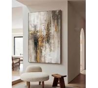 HIPWST Large Beige Gray Gold Texture Painting Wall Art Minimalist Painting On Canvas Gold Abstract Wall Art Modern Wall Decor 80x120cm Frameless