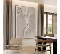 HIPWST Large Beige Texture canvas Painting Plaster Abstract Painting on Canvas Wall Art Minimalist Decor mural 60x80cm Frameless