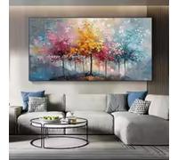 HIPWST Large size Palette Knife Tree Oil Painting on Canvas Abstract Landscape Art Poster Wall Pictures Home Decor 80x160cm Frameless