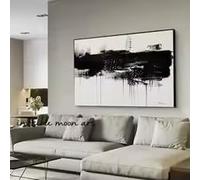 HIPWST Minimalist Abstract Black & White Brush Stroke Ink Blot Art Poster Canvas Painting Wall Prints Picture Home Decor(50x70cm/InternalFrame)