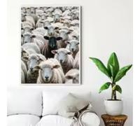 HIPWST Modern Black White Sheep Animal Portrait Poster Canvas Paintings Wall Art Pictures Office Cafe Home Decor 50x70cm Frameless