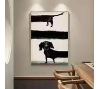HIPWST Modern Funny Animals Wall Art Poster Prints Abstract Black Dog Aesthetics Canvas Painting Picture Home Decor(30x45cm/Frameless)