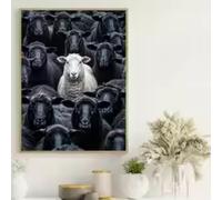 HIPWST Nordic Black White Sheep Animal Portrait Poster Canvas Paintings Wall Art Pictures Office Cafe Home Decor 70x100cm InternalFrame