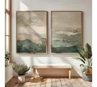 HIPWST Retro Wabi Sabi Mountains Abstract Canvas Print Poster Minimalist Art Print Home Decor Wall Art Poster(50x70cmx2/InternalFrame)