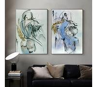 HIPWST Sexy Women Man Body Abstract Paintings Print On Canvas Modern Nude Sketch Poster Minimalist Wall Art Picture For Home Decor 60x90cmx2 frameless