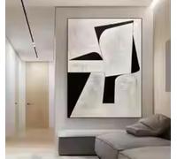 HIPWST Wabi Sabi Wall Art Black And White Abstract oil Painting On Canvas Textured Wall Home Decor Livingroom Art 20x30cm Frameless