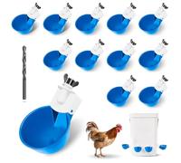 Hipykat Chicken Waterer Feeder Cups 12pcs - Automatic Filling Water Feeder, Gravity DIY Poultry Watering System, Chicken Water Dispenser Bowl, Coop Accessories for Hens, Duck, Goose, Turkey (Blue)