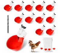Hipykat Chicken Waterer Feeder Cups 12pcs - Automatic Filling Water Feeder, Gravity DIY Poultry Watering System, Chicken Water Dispenser Bowl, Coop Accessories for Hens, Duck, Goose, Turkey (Red)