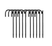 Hipzeepo 10pcs Threaded Steel Bar Stakes J Hook Ground Stakes for Outdoor Lawn Decorations