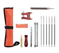 Hipzeepo 14 Pack Chainsaw File Kit, Chainsaw Sharpener with Stump Vise Round Files, Complete Chain Sharpening Tool Set
