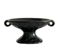 Hipzeepo 1Pc Ceramic Double-Eared Soap Dish Retro Double-Eared Soap Dish High-Foot Tray Black