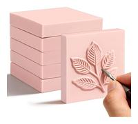 Hipzeepo 6 Pack Block Pale Pink Rubber Stamp Carving Blocks Rubber Carved Brick Soft Rubber Linoleum Block for Craft Project B