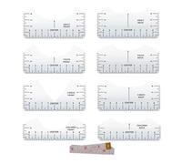Hipzeepo 9pcs Tshirt Ruler Guide to Center Vinyl, Transparent V-Neck/Round PVC Ruler for Alignment, Heat Press