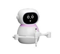 Hipzeepo Bluetooth Speaker Clock Version AI Early Education Toy Wonderful Companion Drawing Robot with 150 Cards for Children Pink