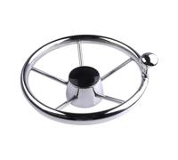 Hipzeepo Boat Accessories Steering Wheel with Knob Stainless Steel Stainless Steering Wheel with Knob 5 Spoke 25 Degree 11'' for Marine Yacht