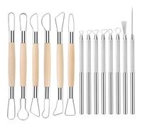 Hipzeepo Ceramic Pottery Clay Ribbon Sculpting Tool Set-14PCS with Wire Texture& Needle-Detail Tools for Carving and Modeling