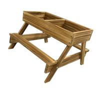 Hipzeepo Chicken Table No Waste, Chicken Picnic Feeder Handmade Carbonized Wooden, Large DIY Feeder Kit